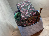 Paisley Print Walk Around Knitting Project Bag, Crochet Project Bag, Knitting Tote 3 Sizes