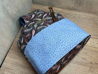 Paisley Print Walk Around Knitting Project Bag, Crochet Project Bag, Knitting Tote 3 Sizes