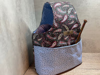 Paisley Print Walk Around Knitting Project Bag, Crochet Project Bag, Knitting Tote 3 Sizes