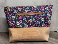 Zipper Pouch Knitting Project Bag, Crochet Project Tote Bag, 3 Sizes, Bird Print