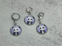 Panda Bear Stitch Markers for Knitting or Crochet, Closed Rings, Open Rings, or Clasps