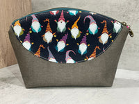 Gnome Knitting Project Bag, Crochet Project Bag, Zippered Poppie Pouch, Clutch Bag