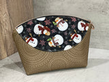 Snowman Knitting Project Bag, Crochet Project Bag, Zippered Poppie Pouch, Clutch Bag