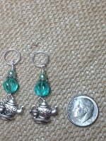 Teapot Stitch Marker Set Aqua , Stitch Markers - Jill's Beaded Knit Bits, Jill's Beaded Knit Bits
 - 4