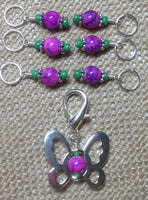 Beaded Butterfly Stitch Marker Set-Pink , Stitch Markers - Jill's Beaded Knit Bits, Jill's Beaded Knit Bits
 - 4