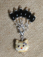 Black Stitch Markers with Beaded Cat Holder Clip , Stitch Markers - Jill's Beaded Knit Bits, Jill's Beaded Knit Bits
 - 2