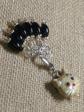 Black Stitch Markers with Beaded Cat Holder Clip , Stitch Markers - Jill's Beaded Knit Bits, Jill's Beaded Knit Bits
 - 4