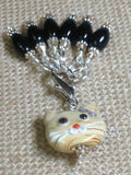 Black Stitch Markers with Beaded Cat Holder Clip , Stitch Markers - Jill's Beaded Knit Bits, Jill's Beaded Knit Bits
 - 5