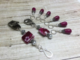 Portuguese Knitting Pin & Stitch Marker Gift Set- Magenta Flowers , Portugese Knitting Pin - Jill's Beaded Knit Bits, Jill's Beaded Knit Bits
 - 5