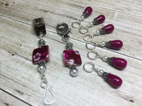 Portuguese Knitting Pin & Stitch Marker Gift Set- Magenta Flowers , Portugese Knitting Pin - Jill's Beaded Knit Bits, Jill's Beaded Knit Bits
 - 6