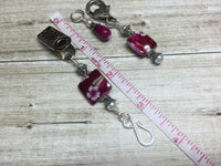 Portuguese Knitting Pin & Stitch Marker Gift Set- Magenta Flowers , Portugese Knitting Pin - Jill's Beaded Knit Bits, Jill's Beaded Knit Bits
 - 4