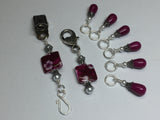 Portuguese Knitting Pin & Stitch Marker Gift Set- Magenta Flowers , Portugese Knitting Pin - Jill's Beaded Knit Bits, Jill's Beaded Knit Bits
 - 9