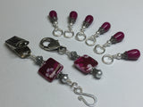 Portuguese Knitting Pin & Stitch Marker Gift Set- Magenta Flowers , Portugese Knitting Pin - Jill's Beaded Knit Bits, Jill's Beaded Knit Bits
 - 10