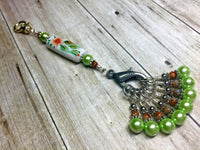 Handpainted Orange Flower Knitting Bag Lanyard , Stitch Markers - Jill's Beaded Knit Bits, Jill's Beaded Knit Bits
 - 1