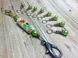 Handpainted Orange Flower Knitting Bag Lanyard , Stitch Markers - Jill's Beaded Knit Bits, Jill's Beaded Knit Bits
 - 5