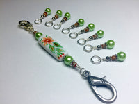 Handpainted Orange Flower Knitting Bag Lanyard , Stitch Markers - Jill's Beaded Knit Bits, Jill's Beaded Knit Bits
 - 7