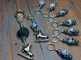 Ice Skate Stitch Marker Set with Clip Holder , Stitch Markers - Jill's Beaded Knit Bits, Jill's Beaded Knit Bits
 - 6