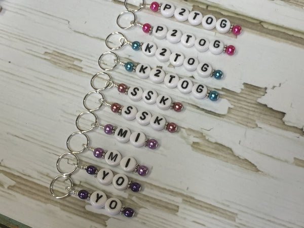 Increase & Decrease Letter Stitch Marker Set – Jill's Beaded Knit Bits