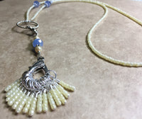 Ivory & Blue Stitch Marker Necklace Set , jewelry - Jill's Beaded Knit Bits, Jill's Beaded Knit Bits
 - 6