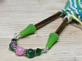 Knitting Needle Point Protector Jewelry- Pink & Green , stitch holder - Jill's Beaded Knit Bits, Jill's Beaded Knit Bits
 - 3