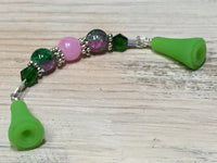 Knitting Needle Point Protector Jewelry- Pink & Green , stitch holder - Jill's Beaded Knit Bits, Jill's Beaded Knit Bits
 - 4