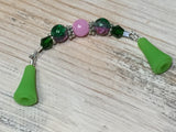 Knitting Needle Point Protector Jewelry- Pink & Green , stitch holder - Jill's Beaded Knit Bits, Jill's Beaded Knit Bits
 - 2