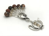 Snag Free Stitch Markers with Teapot Holder in Earth tones