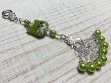 Lime Green Cat Knitting Lanyard , Stitch Markers - Jill's Beaded Knit Bits, Jill's Beaded Knit Bits
 - 1