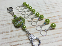 Lime Green Cat Knitting Lanyard , Stitch Markers - Jill's Beaded Knit Bits, Jill's Beaded Knit Bits
 - 2