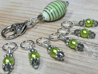 Green Stripes Stitch Marker Holder Set , Stitch Markers - Jill's Beaded Knit Bits, Jill's Beaded Knit Bits
 - 6