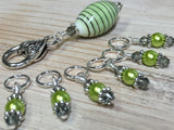 Green Stripes Stitch Marker Holder Set , Stitch Markers - Jill's Beaded Knit Bits, Jill's Beaded Knit Bits
 - 6