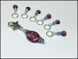 Magenta Blue Knitting Stitch Marker Set- Snag Free , Stitch Markers - Jill's Beaded Knit Bits, Jill's Beaded Knit Bits
 - 6