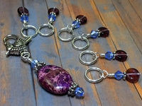 Magenta Blue Knitting Stitch Marker Set- Snag Free , Stitch Markers - Jill's Beaded Knit Bits, Jill's Beaded Knit Bits
 - 8