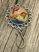 Fancy Bird Knitting Pin for Portuguese Knitting -Magnetic- ID Holder