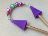 Beaded  Point Protector- Mint & Pink Stripes , stitch holder - Jill's Beaded Knit Bits, Jill's Beaded Knit Bits
 - 3