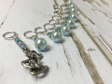 Monkey and Powder Blue Pearl Stitch Marker Set , Stitch Markers - Jill's Beaded Knit Bits, Jill's Beaded Knit Bits
 - 2