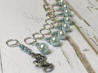 Monkey and Powder Blue Pearl Stitch Marker Set , Stitch Markers - Jill's Beaded Knit Bits, Jill's Beaded Knit Bits
 - 3