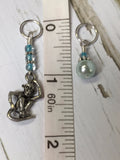 Monkey and Powder Blue Pearl Stitch Marker Set , Stitch Markers - Jill's Beaded Knit Bits, Jill's Beaded Knit Bits
 - 6