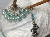 Monkey and Powder Blue Pearl Stitch Marker Set , Stitch Markers - Jill's Beaded Knit Bits, Jill's Beaded Knit Bits
 - 7