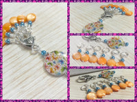 Butterflies Stitch Marker Holder with Snag Free Pastel Orange Stitch Markers , Stitch Markers - Jill's Beaded Knit Bits, Jill's Beaded Knit Bits
 - 10