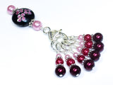 Beaded Stitch Marker Set with Holder - Ombre Pearls and Flowers