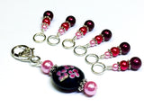 Beaded Stitch Marker Set with Holder - Ombre Pearls and Flowers