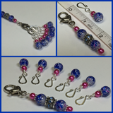 Cobalt Pink Removable Stitch Markers and  Holder , Stitch Markers - Jill's Beaded Knit Bits, Jill's Beaded Knit Bits
 - 4
