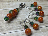 Orange & Green Ombre Stitch Marker Set with Clip Holder , Stitch Markers - Jill's Beaded Knit Bits, Jill's Beaded Knit Bits
 - 2