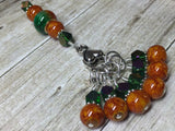 Orange & Green Ombre Stitch Marker Set with Clip Holder , Stitch Markers - Jill's Beaded Knit Bits, Jill's Beaded Knit Bits
 - 3