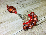 Orange Spice Stripes Stitch Marker Charm Holder Set , Stitch Markers - Jill's Beaded Knit Bits, Jill's Beaded Knit Bits
 - 6