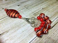 Orange Spice Stripes Stitch Marker Charm Holder Set , Stitch Markers - Jill's Beaded Knit Bits, Jill's Beaded Knit Bits
 - 5