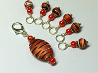 Orange Spice Stripes Stitch Marker Charm Holder Set , Stitch Markers - Jill's Beaded Knit Bits, Jill's Beaded Knit Bits
 - 2