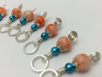 Orange Swirl Knitting Bag Lanyard & Stitch Markers , Stitch Markers - Jill's Beaded Knit Bits, Jill's Beaded Knit Bits
 - 3