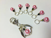 Owl Stitch Marker Holder Set in Pink Pearl , Stitch Markers - Jill's Beaded Knit Bits, Jill's Beaded Knit Bits
 - 6